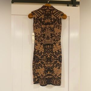 NWT!!  By Anthropology Mock-Neck Cap-Sleeve Slim Knit Mini Dress